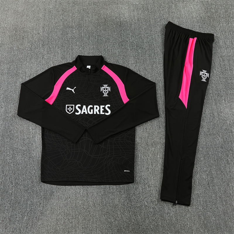 2026/2027 Portugal Black Pink Half-Pull Tracksuit