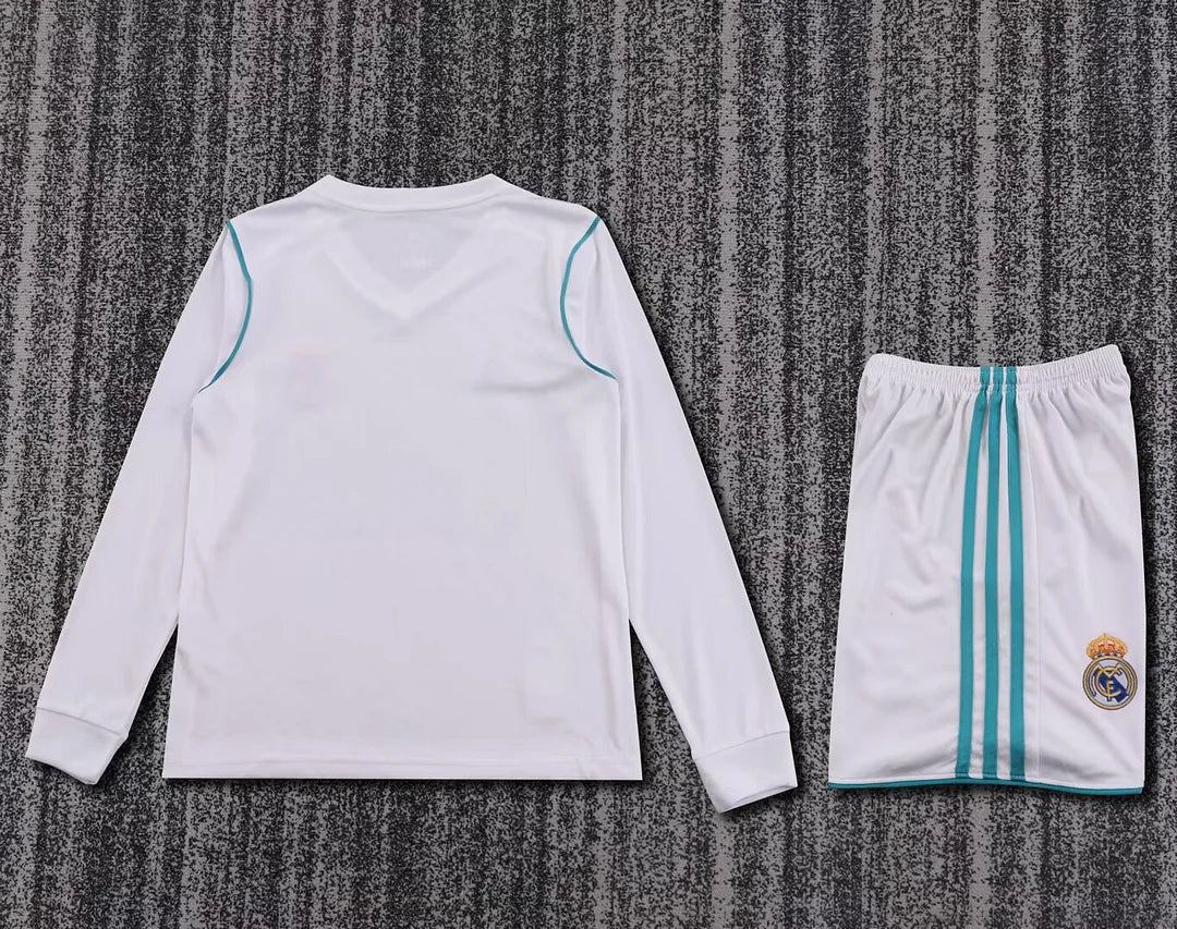 2017/2018 Retro Long Sleeve Real Madrid Home Football Shirt Kids Size