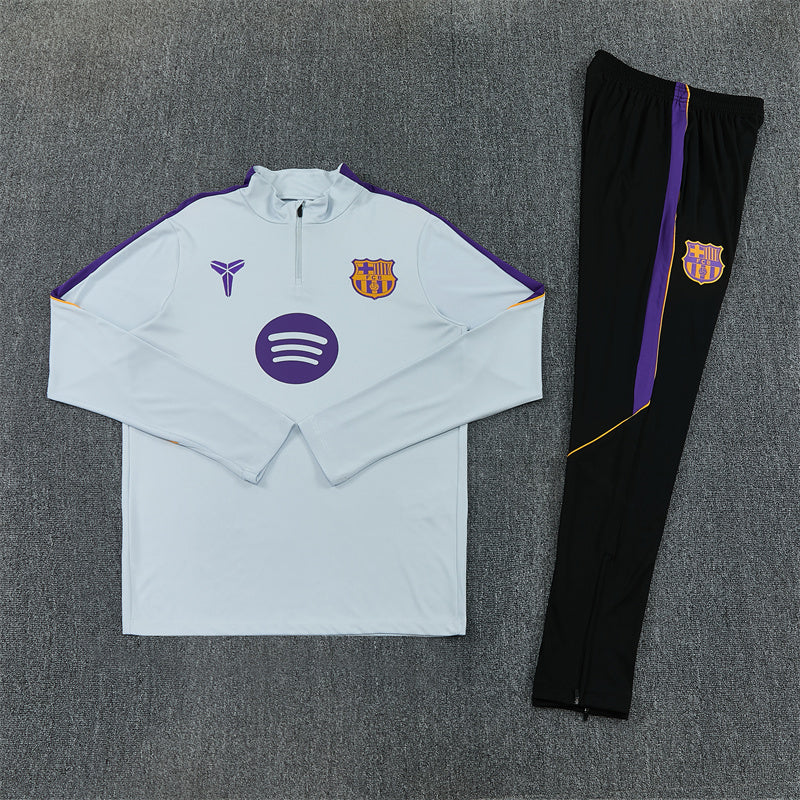 2026/2027 Barcelona Gray Kobe Half-Pull Tracksuit