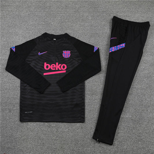 2021/2022 Barcelona Half-Pull Tracksuit Black