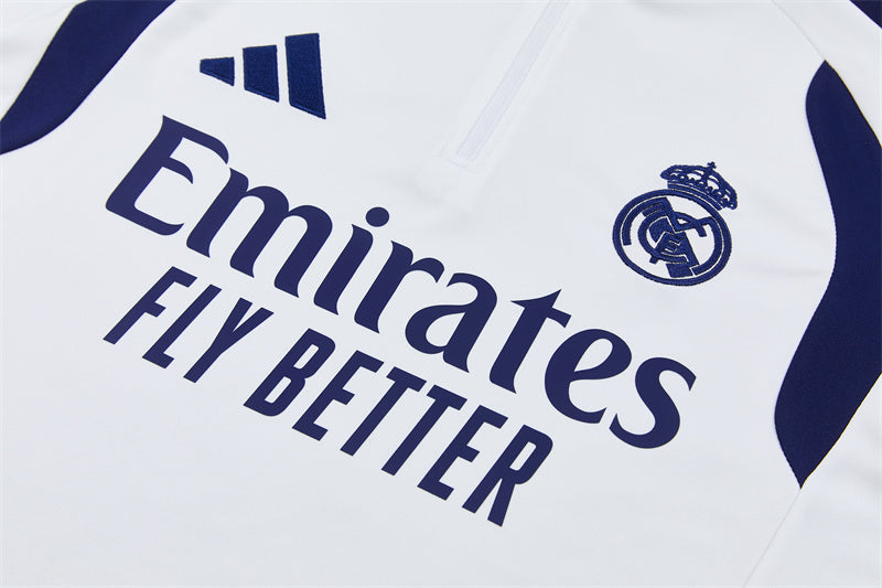 2026/2027 Real Madrid White Half-Pull Tracksuit