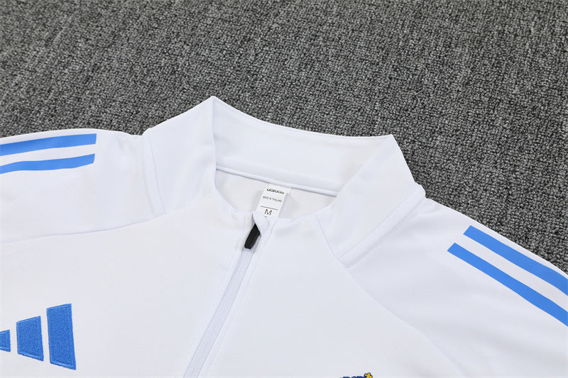 2025/2026 Real Madrid  Half-Pull White and Blue Tracksuit