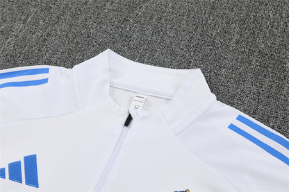 2025/2026 Real Madrid  Half-Pull White and Blue Tracksuit