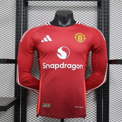 2024/2025 Long Sleeve Player Version Manchester United Home Football Shirt 1:1 Thai Quality