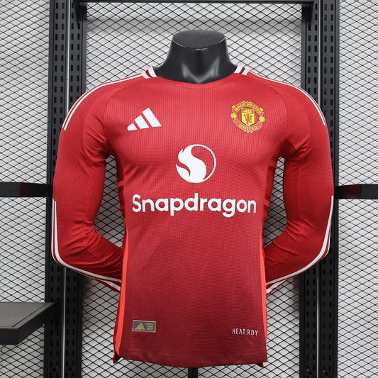 2024/2025 Long Sleeve Player Version Manchester United Home Football Shirt 1:1 Thai Quality