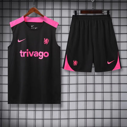 2024/2025 Chelsea Pre-match Training Black Jersey+Shorts 1:1 Thai Quality