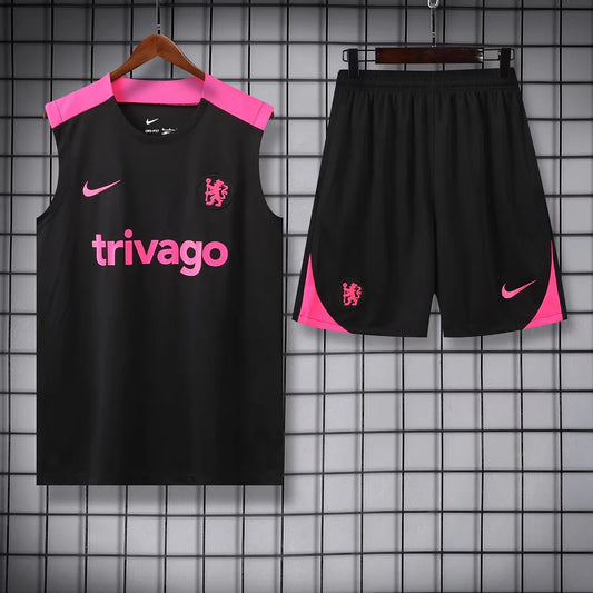 2024/2025 Chelsea Pre-match Training Black Jersey+Shorts 1:1 Thai Quality