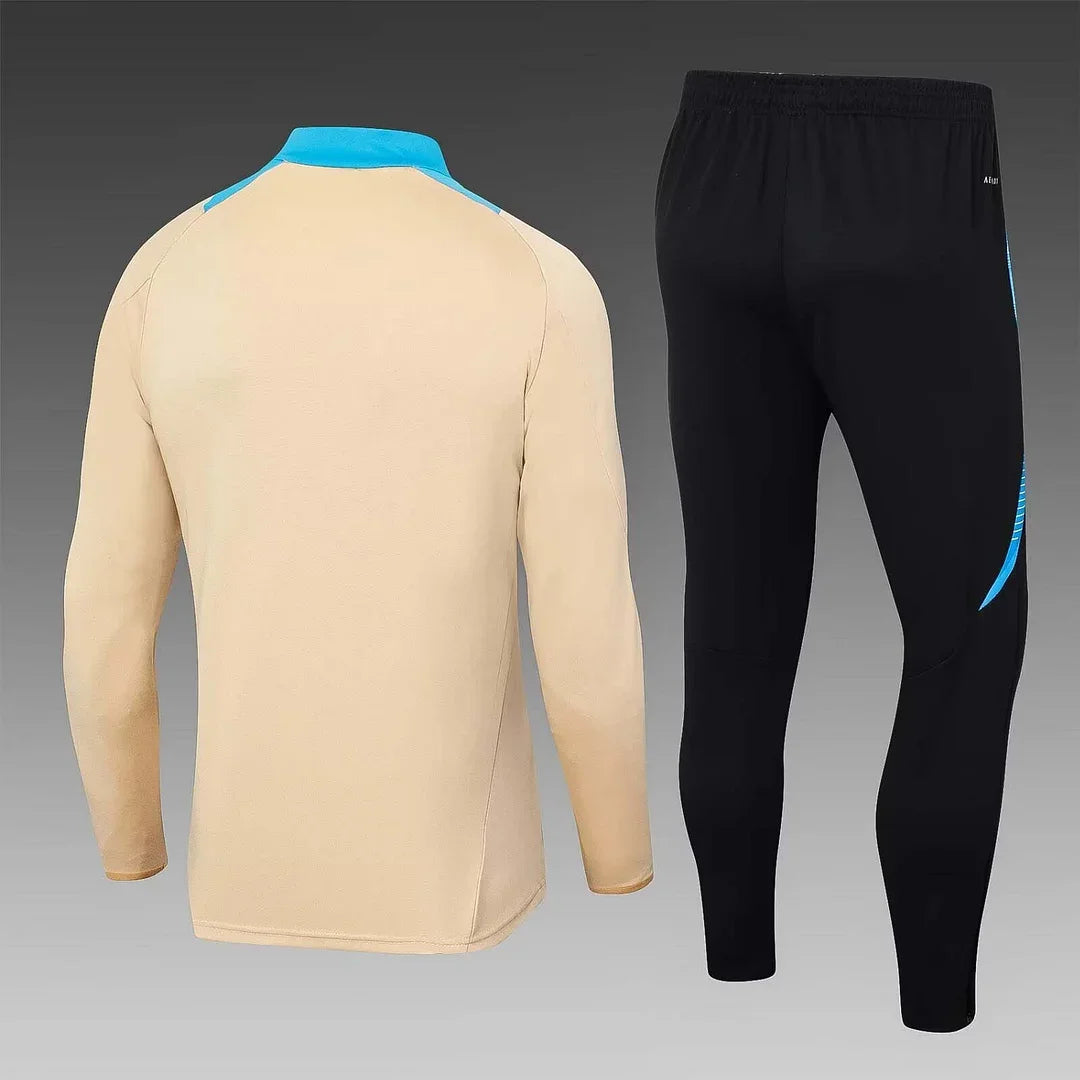 2024 Argentina Half-Pull Training Suit Khaki Football Shirt Set 1:1 Thai Quality