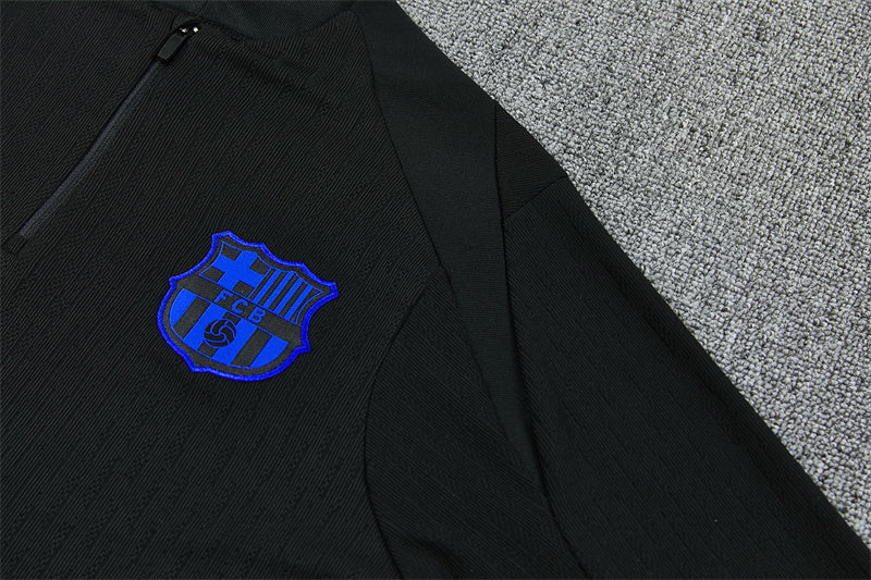 2025/2026 Barcelona Black Blue Half-Pull Tracksuit
