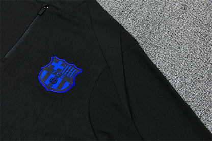 2025/2026 Barcelona Black Blue Half-Pull Tracksuit