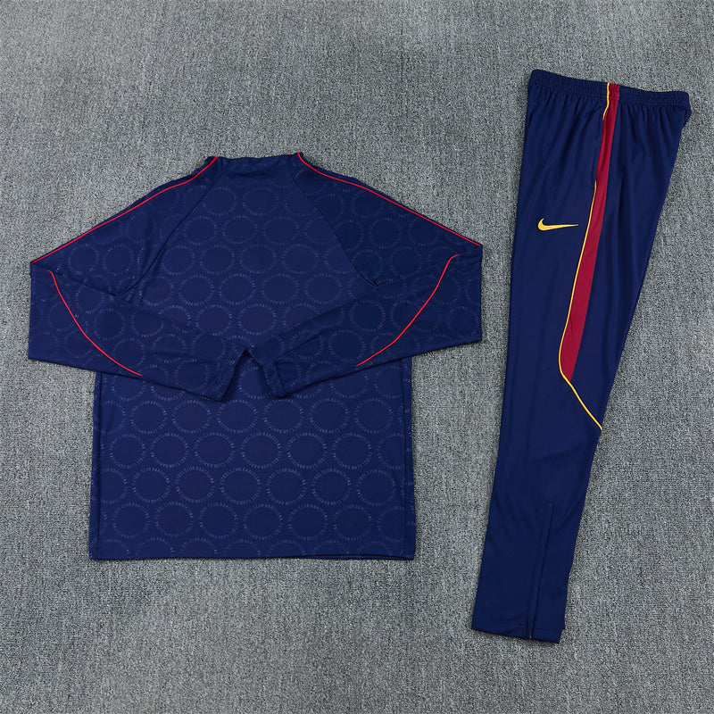 2026/2027 Barcelona Dark Blue Half-Pull Tracksuit