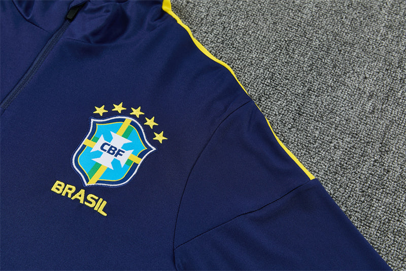 2026/2027 Brazil Dark Blue Half-Pull Tracksuit