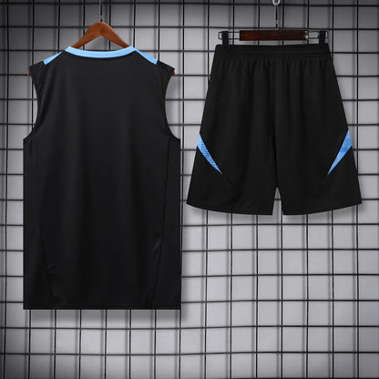 2024 Argentina Pre-match Training Black Jersey+Shorts 1:1 Thai Quality