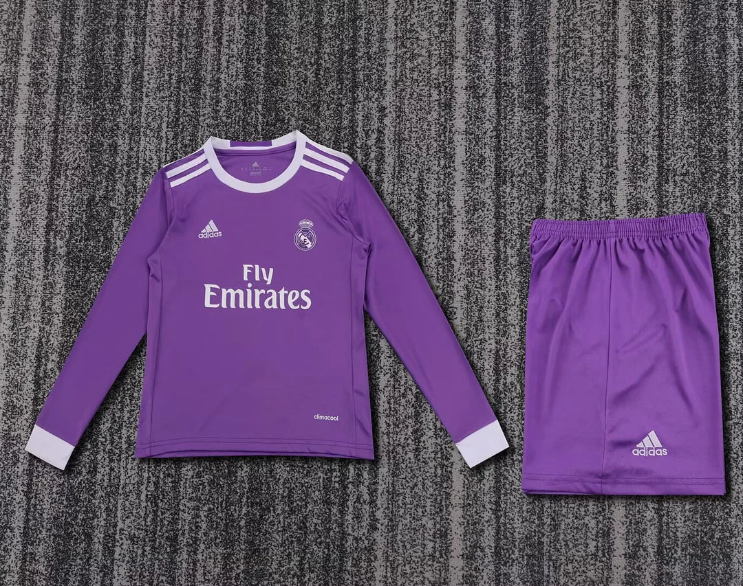 2016/2017 Retro Long Sleeve Real Madrid Away Football Shirt Kids Size