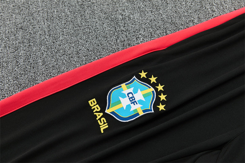 2026/2027 Brazil Black Red Half-Pull Tracksuit
