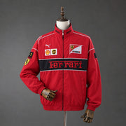 F1 Ferrari Retro Racing Red Full-Zip Jacket