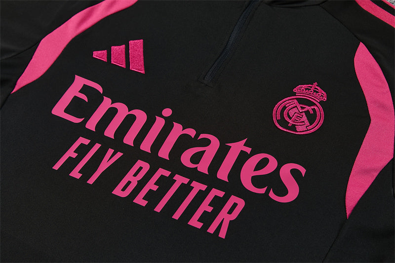 2026/2027 Real Madrid Black Pink Half-Pull Tracksuit