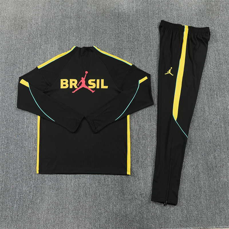 2026/2027 Brazil Black Yellow Half-Pull Tracksuit