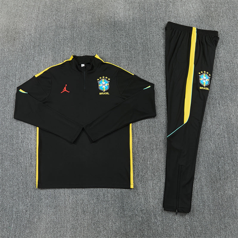 2026/2027 Brazil Black Yellow Half-Pull Tracksuit