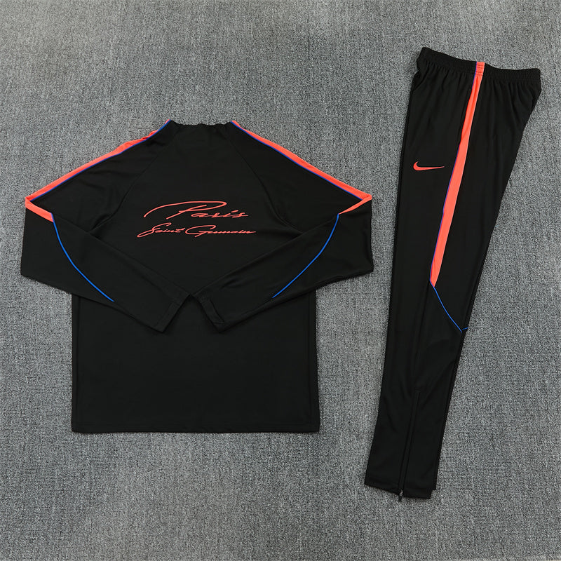2026/2027 PSG Paris Saint-Germain Black Orange Half-Pull Tracksuit