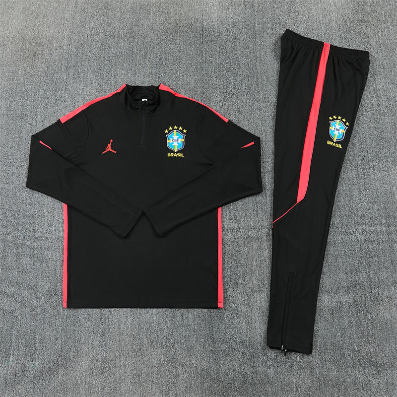 2026/2027 Brazil Black Red Half-Pull Tracksuit
