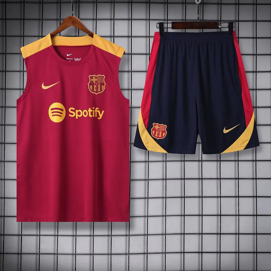 2024/2025 Barcelona pre-match training Red Jersey+Shorts 1:1 Thai Quality