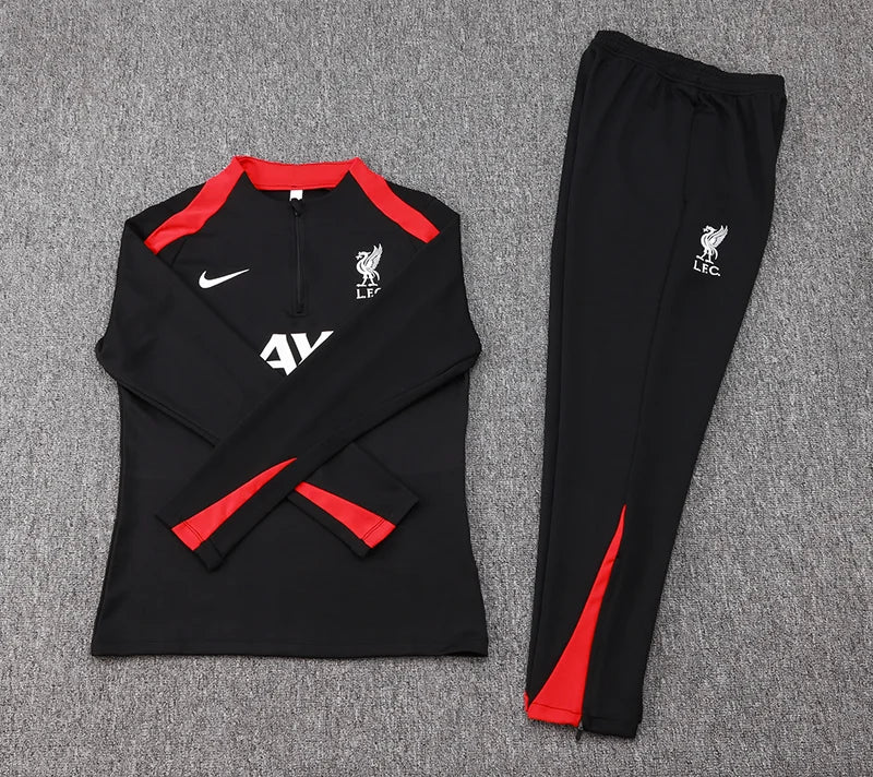 2024/2025 Liverpool Half-Pull Tracksuit Black Jersey 1:1 Thai Quality