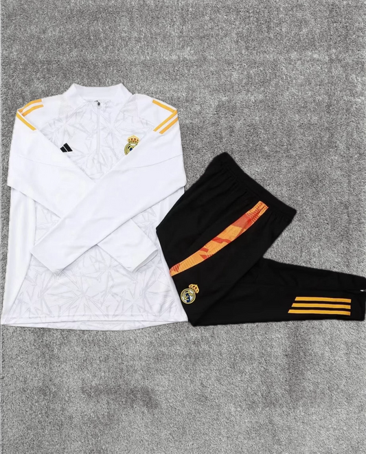 2024/2025 Real Madrid Half-Pull Tracksuit White Football Shirt 1:1 Thai Quality