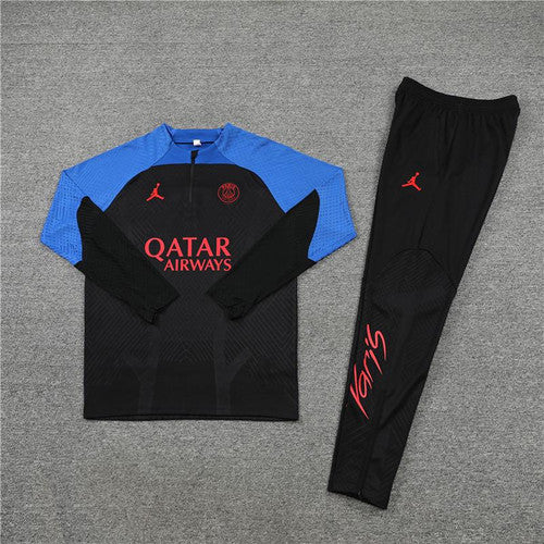 2023/2024 PSG Paris Saint-Germain Black Blue Half-Pull Tracksuit