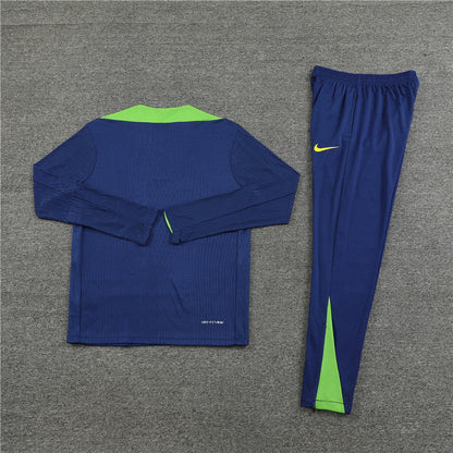 2024 Brazil Dark Blue Half-Pull Tracksuit