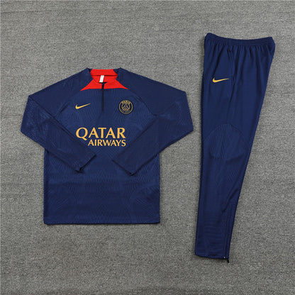 2024/2025 PSG Paris Saint-Germain Dark Blue Half-Pull Tracksuit