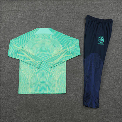 2024 Brazil Green Lake Blue Half-Pull Tracksuit