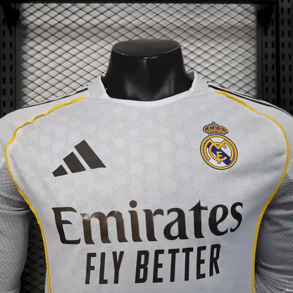 2025/2026 Player Version Real Madrid Home Long Sleeves Football Shirt