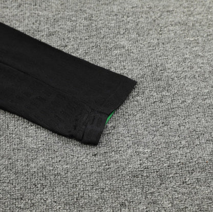 2025 Brazil Black and Green Half-Pull Tracksuit