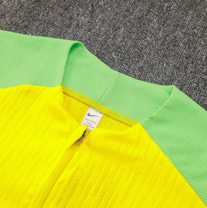 2025 Brazil Yellow and Dark Blue Half-Pull Tracksuit