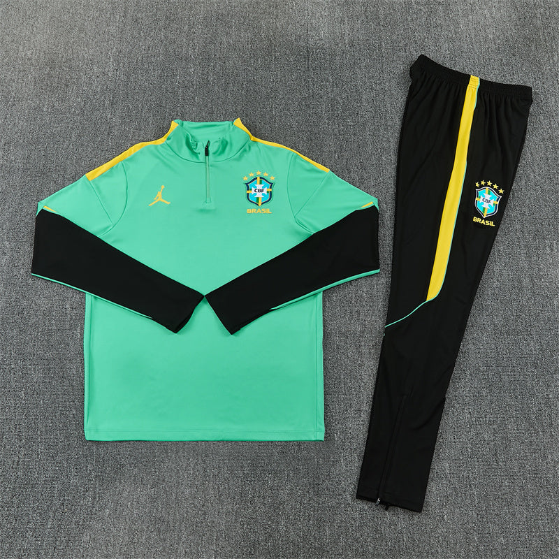 2026/2027 Brazil Green Black Half-Pull Tracksuit