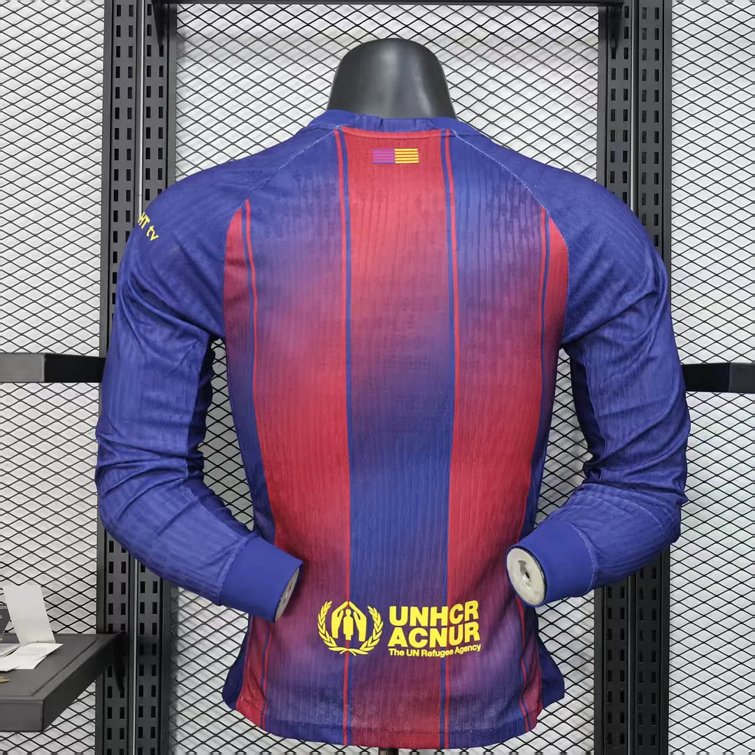2025/2026 Player Version Long Sleeve Barcelona Home Football Shirt