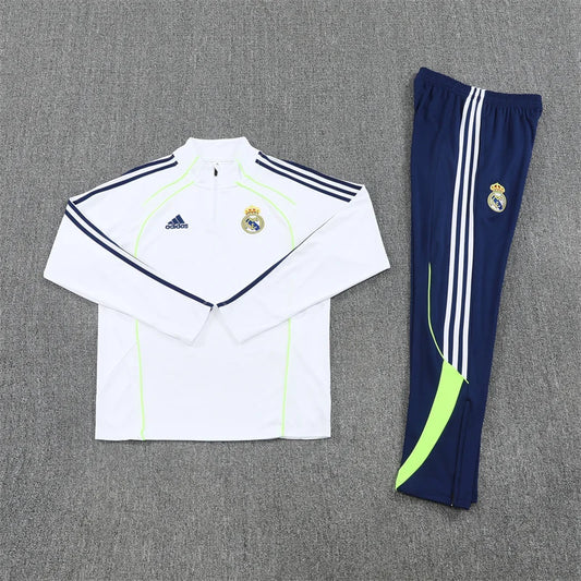2025/2026 Real Madrid White and Blue Half-Pull Tracksuit
