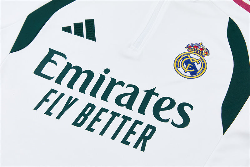 2026/2027 Real Madrid White Green Half-Pull Tracksuit