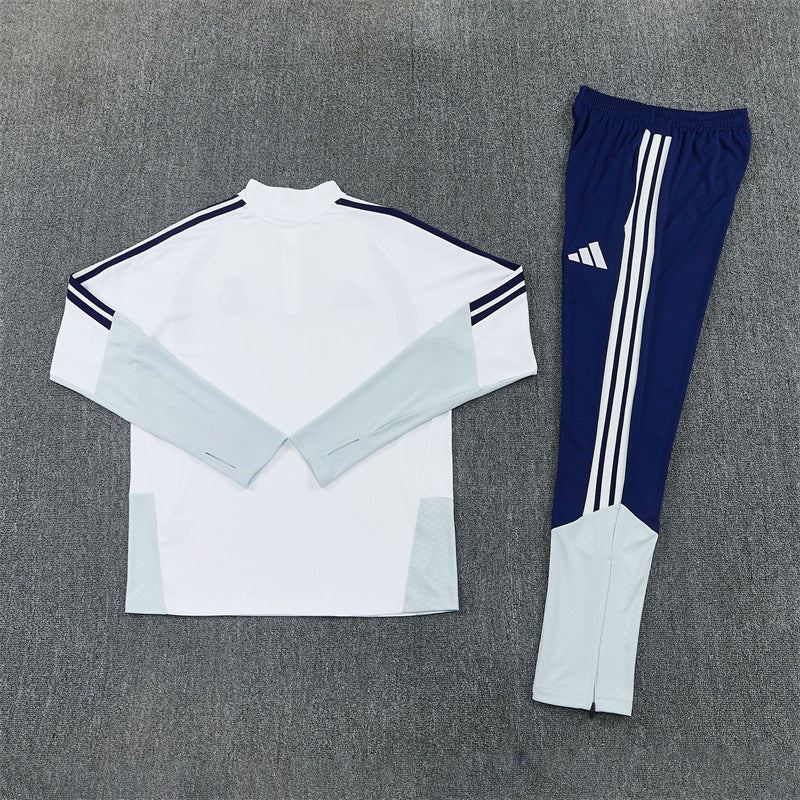2026/2027 Real Madrid White Half-Pull Tracksuit