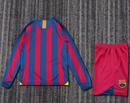 2005/2006 Retro Long Sleeve Barcelona Home Football Shirt Kids
