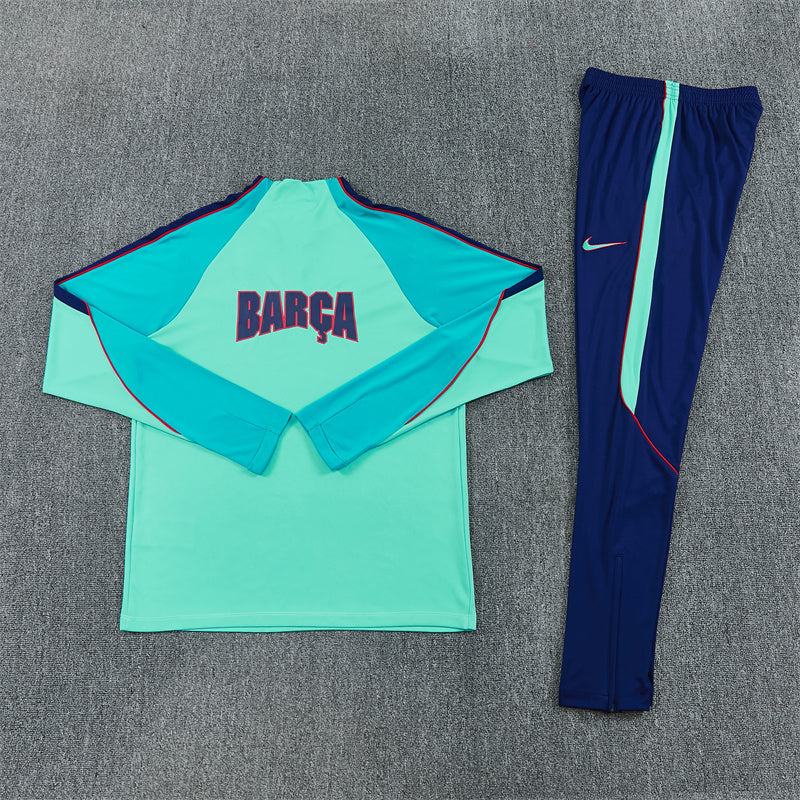 2026/2027 Barcelona Cyan Blue Half-Pull Tracksuit