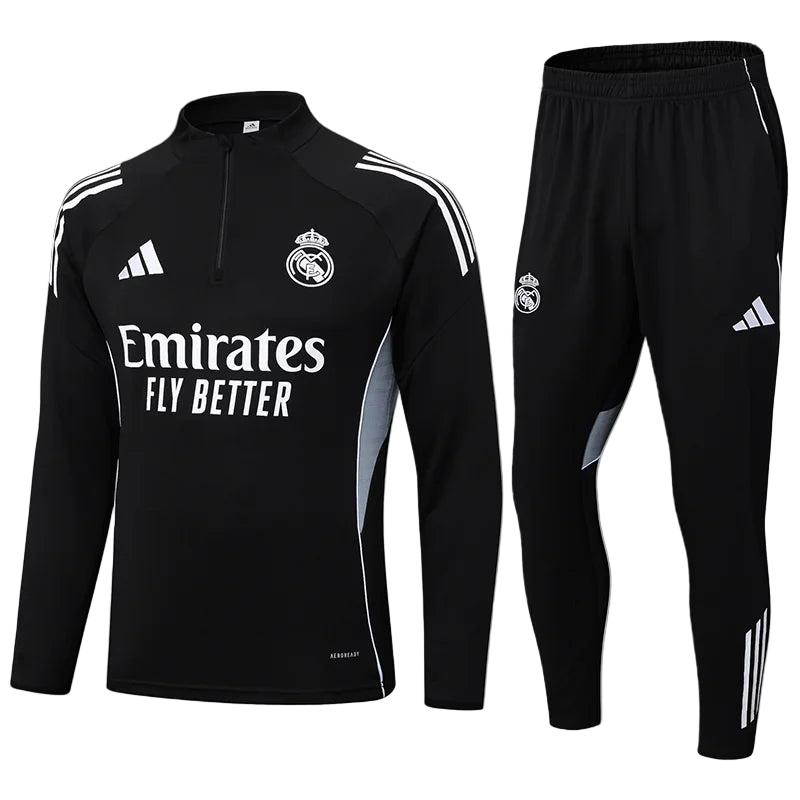 2025/2026 Real Madrid Black Half-Pull Tracksuit