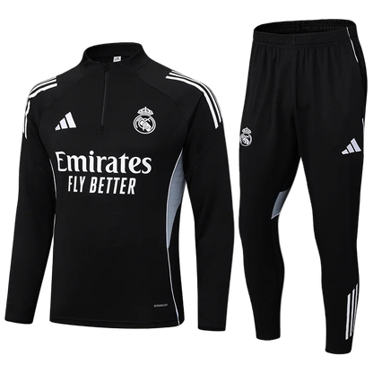 2025/2026 Real Madrid Black Half-Pull Tracksuit