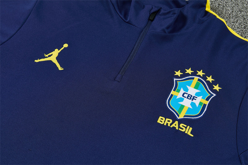 2026/2027 Brazil Dark Blue Half-Pull Tracksuit