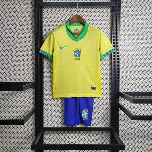 2024 Brazil Home Football Shirt Kids Size 1:1