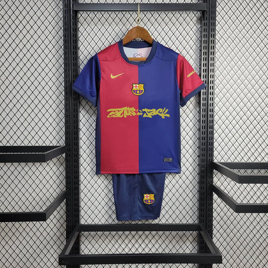 2024/2025 Barcelona x Travis Scott Kids Size Football Jersey
