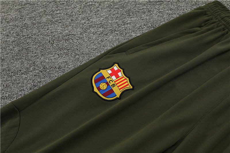 2023/2024 Barcelona Half-Pull Tracksuit Green