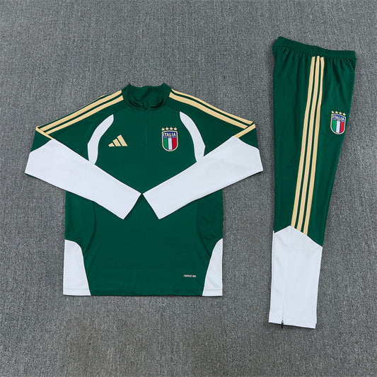 2026/2027 Italy Blue Half Zipper Green Tracksuit