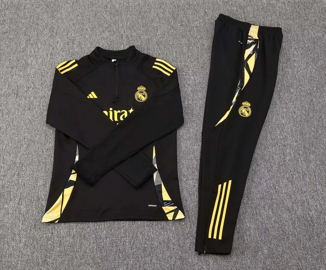 2024/2025 Real Madrid Half-Pull Tracksuit Black 1:1 Thai Quality